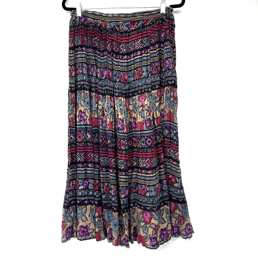 Vintage Papillon Cotton Flowy A Line Skirt Small Boho Hippie‎ Artsy Festival